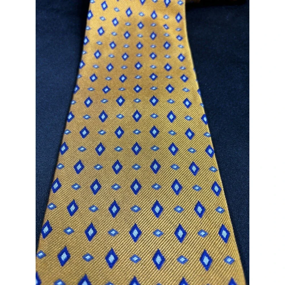 Polo Ralph Lauren Tie‎ Orange W/ Blue Diamond Geometric Pattern L:55